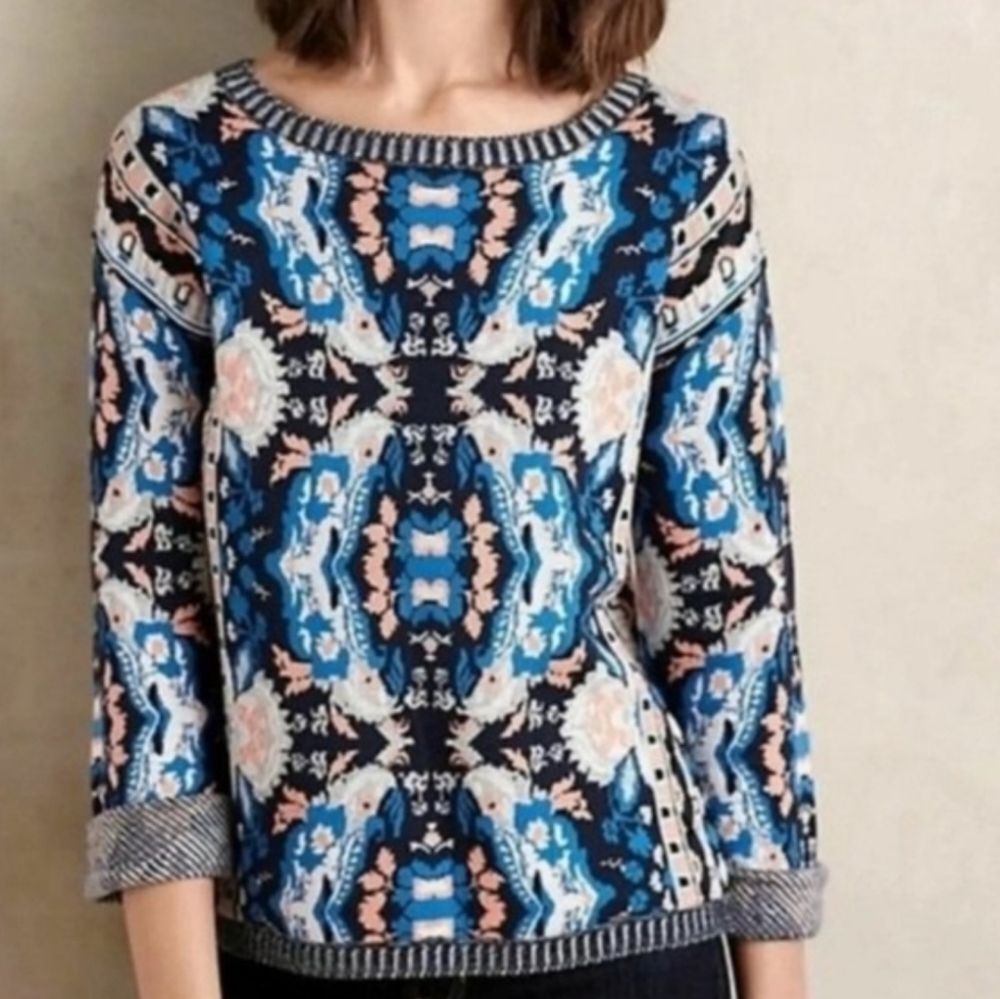 Moth by Anthropologie Kaleidoscope Pattern Crew Neck Women's Pullover Sweater